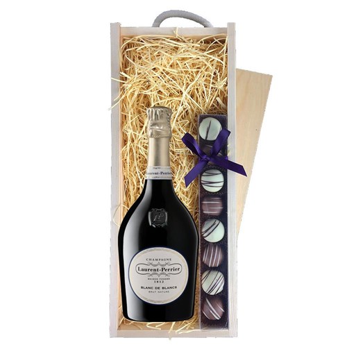 Laurent Perrier Blanc de Blancs Champagne 75cl & Truffles, Wooden Box